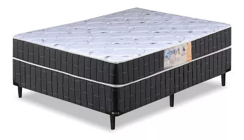 Cama Box Casal Conjugado Granada Umaflex Preto e Branco Flor
