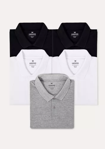 Kit 5 Camisas Polo Básica Masculina Manga Curta Hering