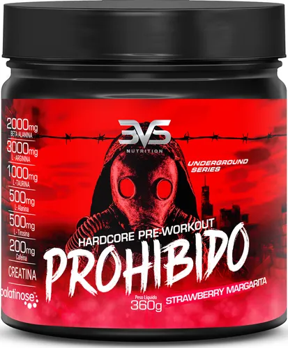 PROHIBIDO PRÉ TREINO 360g - Sabor: Morango (Strawberry Margarita) - A Combinação Perfeita de 8 Ingredientes que proporcionam energia do início ao fim do seu Treino