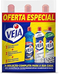Veja Kit - 1 Limpadores Multiuso Original 500Ml + 1 Limpador Cozinha Desengordurante Limão 500Ml + 1 Limpador Banheiro Tira Limo 500Ml Azul E Branco