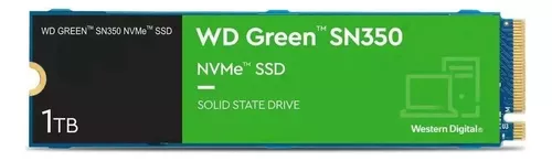 SSD m.2 2280 1TB Western Digital WD Green SN350 NVMe PCIe WDS100T3G0C Velocidade de Leitura até 3200MBs e Gravação até 2500MBs Verde