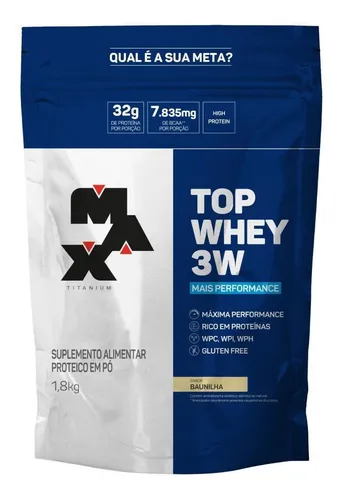 Max Titanium Top Whey 3w - Mais Performance - 1,8kg - Sabor Baunilha