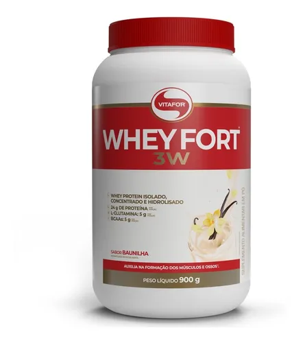 Whey Fort 3w 900g - Vitafor Concentrado Isolado Hidrolisado