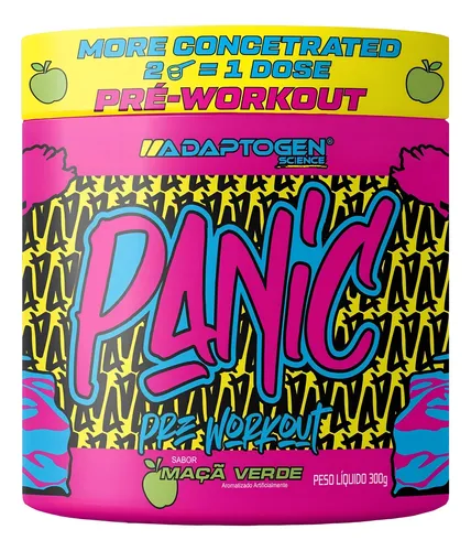 Suplemento Em Pó Adaptogen Science Panic Pré Treino com creatina Pote 300g Sabor maçã verde