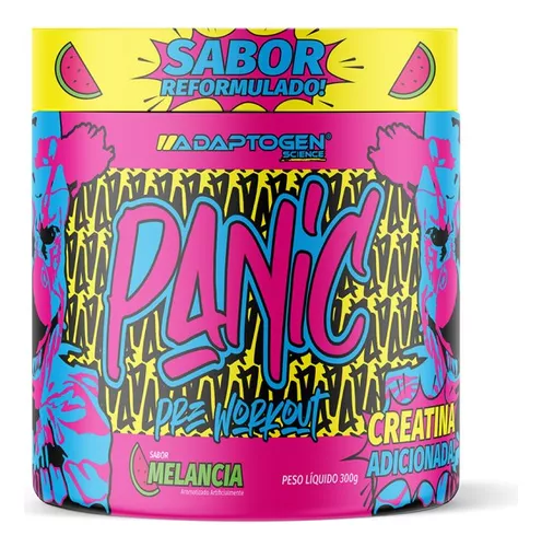 Pré Treino Panic 300g Adaptogen Science Usa - Pré Workout Sabor Melancia