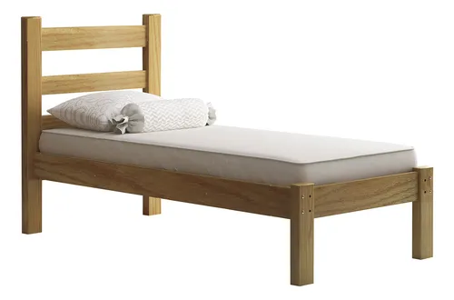 Neloja Cama Solteiro Rubi 100% Em Madeira Maciça Quarto Elegante Criança Adulto Robusta Resistente Cor Nogueira