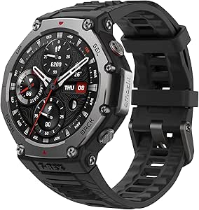 Amazfit Relógio inteligente militar T-Rex 3 de 48 mm, relógios fitness com GPS (com privacidade), AI, controle de voz, mapas offline, para Android ou iPhone, 170 modos esportivos, 100 metros,