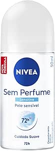 NIVEA Desodorante Antitranspirante Roll On Sem Perfume 50ml - Proteção prolongada de 72h para peles sensíveis
