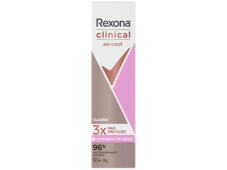 Desodorante Antitranspirante Aerossol Rexona Clinical Classic Feminino 96 Horas 150ml