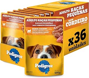 Pack Ração Úmida Pedigree Sachê Cordeiro ao Molho para Cães Adultos de Raças Pequenas 100 g - 36 unidades