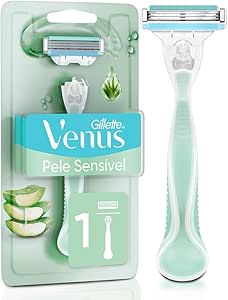 Gillette Venus Pele Sensível Aparelho de Depilar Recarregável com Aloe Vera, 1ud