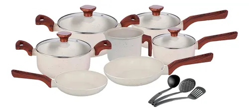 Jogo De Panelas Com 10 Peças Mimo Style Pratic Cook Mármol Cor Branco