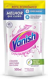 Tira Manchas Vanish Líquido Crystal White para roupas brancas Refil Econômico 500ml