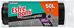 EsfreBom - Saco para Lixo Preta, Rolo com 30 Sacos de 50 Litros, Bettanin