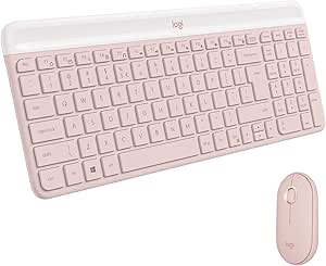 Combo Teclado e Mouse sem fio Logitech MK470 com Design Slim, Digitação e Clique Silencioso, Mouse Ambidestro, Conexão USB e Pilhas Inclusas - Rosa