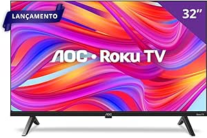 Smart TV 32" HD AOC Roku 32S5045/78G TV HDMI 1 USB Wifi Conversor Digital