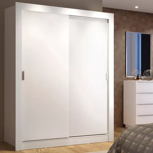 Guarda Roupa Solteiro Denver Madesa 2 Portas Correr Branco 109409