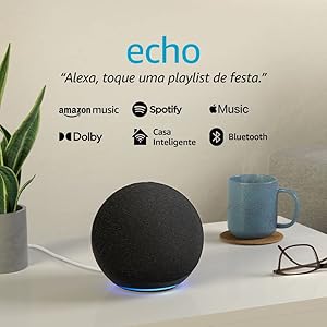 Echo com Alexa (Última geração): Com som premium e hub Zigbee de casa inteligente - Cor Preta