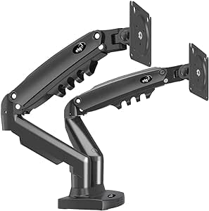 ELG, F160N, Suporte Articulado de Mesa com Pistão a Gás e Ajuste de Altura, 2 Monitores de 17” a 35”, Com Organizador de Cabos, Capacidade de 2kg a 9kg, Preto