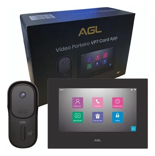 Interfone Vídeo Porteiro Com Tela Vp7 Card App Wi-fi Agl