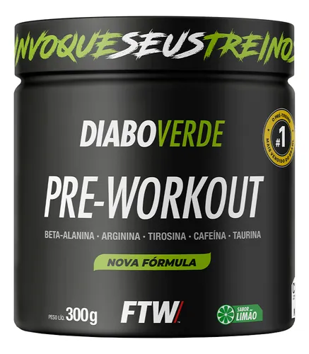 Suplemento Em Pó Pre Treino Pre Workout Pote 300g Sabor Limão FTW - DIABO VERDE