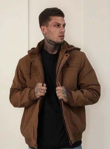 Casaco Masculino Plus Size Jaqueta Sarja Forrada Capuz