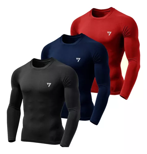 Kit 3 Camisetas Térmicas Masculina Segunda Pele Camisa Uv50-