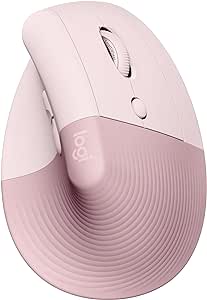 Mouse Sem Fio Logitech Lift Vertical com Design Ergonômico para Redução de Tensão Muscular, Cliques Silenciosos, Conexão Bluetooth ou USB Logi Bolt, Compatível com Windows/macOS/iPadOS - Rosa