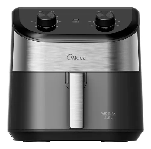 Fritadeira Air Fryer 4,5l Widemax Cyclone Preto E Inox Midea