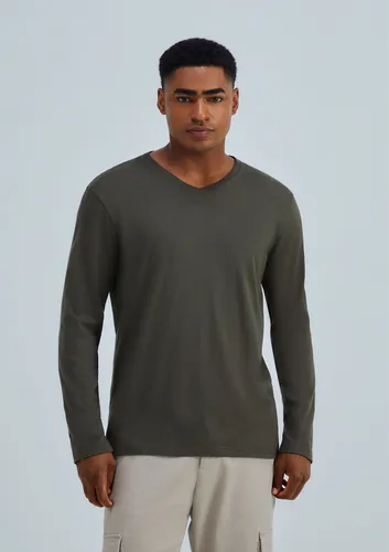 Camiseta Básica Masculina Manga Longa Decote V Hering