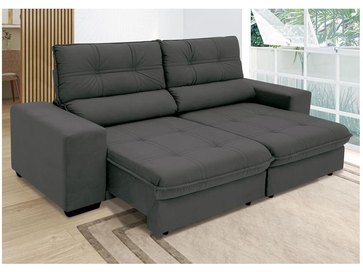 Sofá Retrátil Reclinável 3 Lugares Suede Brunello Linoforte
