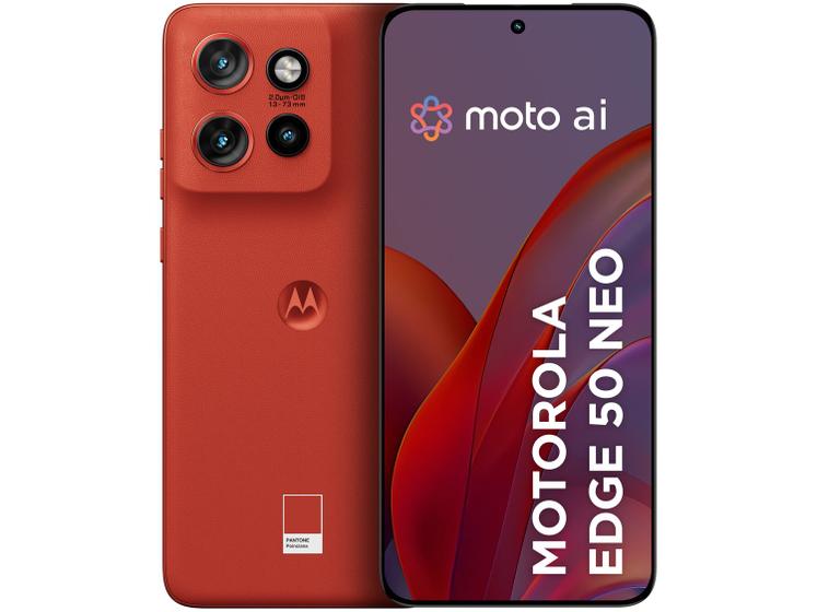 Smartphone Motorola Edge 50 Neo 256GB Poinciana (Vermelho) 5G 8GB RAM 6,4" Câm. Tripla + Selfie 32MP