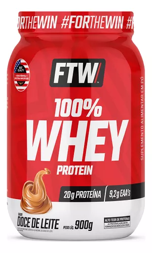 Whey Protein 100% Concentrado Pote 900g Sabor Doce de leite - FTW