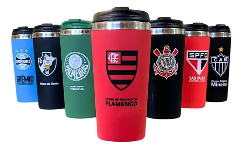 Copo Térmico Emborrachado Inox 450 Ml Dos Times De Futebol