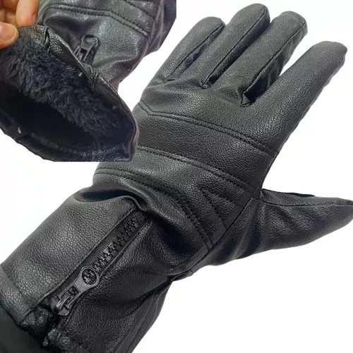 Luva Motoqueiro Proteção Contra Frio Manta Térmica Par Couro