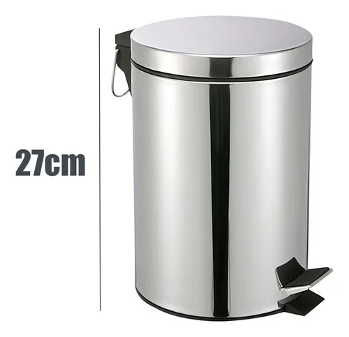 Vittak Lixeira De Aço Inox Redonda Cesto Balde 5 Litros Banheiro Casa Lixo Cor Cinza