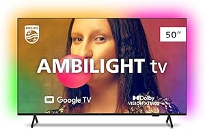 Smart TV Philips Ambilight 50" 4K 50PUG7908/78, Google TV, Comando de Voz, Dolby Vision/Atmos, VRR/ALLM, Bluetooth