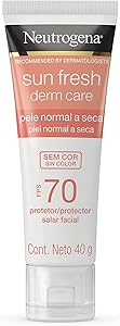 Protetor Solar Facial Para Pele Seca Neutrogena Sun Fresh Derm Care Sem Cor FPS 70, 40g