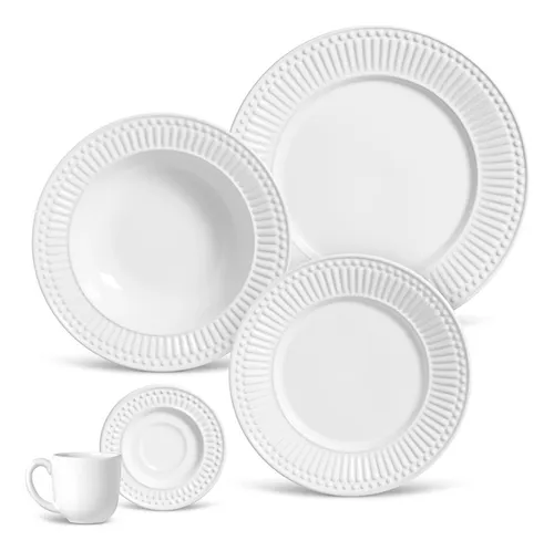 Aparelho De Jantar 20 Peças Roma Branco Porto Brasil