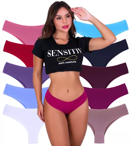 Kit 10 Calcinhas Sensitiv Sem Costura Microfibra