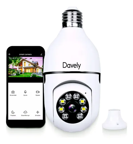 Câmera De Segurança Com Visão Noturna Interna Externa Ip Wifi Davely Lâmpada 360º Cor Branco App Yoosee Espiã