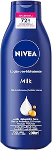 NIVEA Hidratante Corporal Milk Pele Seca - Nutrição intensa para pele seca a extrasseca, com fórmula cremosa que deixa a pele macia, cheirosa e hidratada por 48h - 200ml