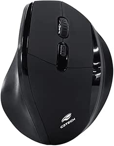 C3Tech Mouse sem fio Preto M-W120BK - formato ergonomico projetado para oferecer conforto, com 6Botoes, ate 1600DPI ajustavel, WIFI