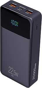 ELG, PB200BK, Power Bank Pro 20000mAH, Bateria Portátil Universal, Carga Rápida, Display Indicador, Entradas Micro USB e USB-C, 2 Portas USB-A, Preto