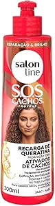 Salon Line, Ativador de Cachos, SOS Cachos, Recarga de Queratina, Vegano - Para Cabelos Cacheados e Crespos, 300ml