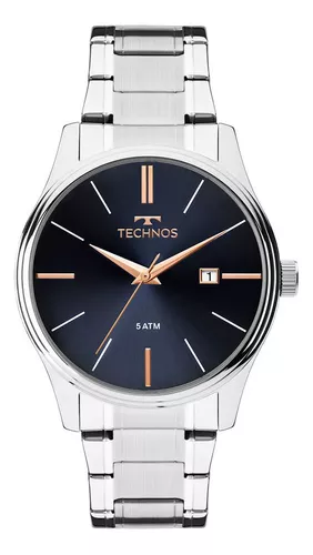 Relógio Technos Masculino Steel Prata - 2115mpm/1k Cor da correia Prateado Cor do bisel Prateado Cor do fundo Azul