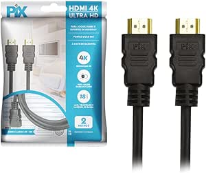 PIX Cabo Hdmi 2.0 4K Hdr 19P 2M Pix Gold, Preto