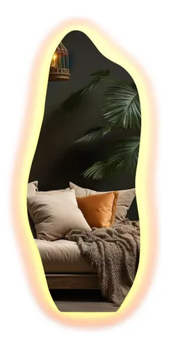 Espelho 170x70 Orgânico Led Grande Corpo Inteiro Luxo Moldura Led Branco Quente