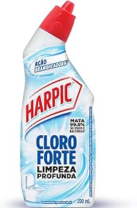 Harpic Cloro Forte - Desinfetante Sanitário Líquido Desodorizador, 200ml, Azul