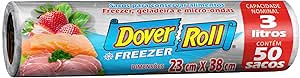 Freezer-Roll Saco Para Alimentos 3 Litros Transparente Rolo Com 50 Sacos Cada